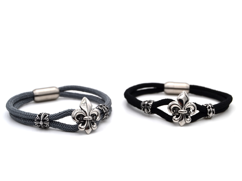 Baumwollarmband mit Edelstahl Beads und Lilie